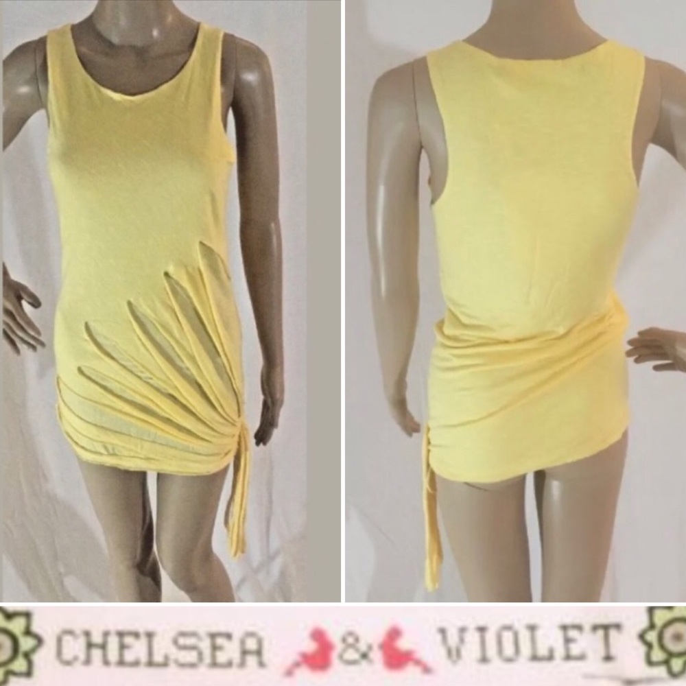 BNWT CHELSEA & VIOLET yellow fringed tank top